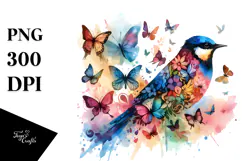 Colorful Bird Silhouettes PNG Product Image 1
