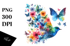 Colorful Bird Silhouettes PNG Product Image 1