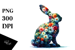 Bunny Silhouette of Flowers PNG Product Image 1