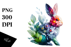 Abstract Bunny with Flowers PNG Product Image 1