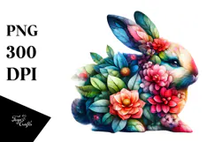 Vibrant Bunny with Plant Leaves PNG Product Image 1