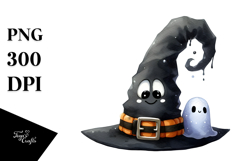 Watercolor Funny Halloween Hat Clipart Product Image 1