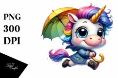 Cute Baby Unicorn Jumping PNG Product Image 1