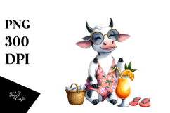 Happy Cow in Beachwear PNG Product Image 1