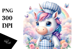 Colorful Baby Unicorn Baker PNG Product Image 1