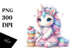 Baby Unicorn with Baker's Apron PNG Product Image 1