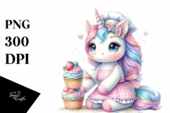 Baby Unicorn with Baker's Apron PNG Product Image 3