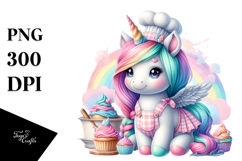 Baby Unicorn with Baker&#039;s Apron PNG Product Image 1