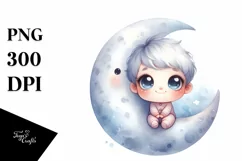 Smiling Baby on the Moon | Sublimation | Clipart Product Image 3