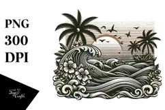 Vintage Tropical Waves, 20 oz Tumbler Product Image 1