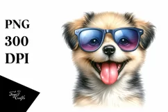 Vibrant Puppy Watercolor Sticker Clipart Product Image 1