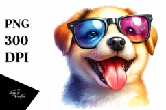 Vibrant Puppy Watercolor Sticker Clipart Product Image 1