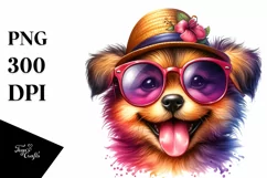 Vibrant Puppy Watercolor Sticker Clipart Product Image 3