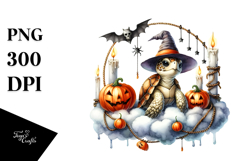 Turtle Dressed for Halloween on Cloud PNG Product Image 1