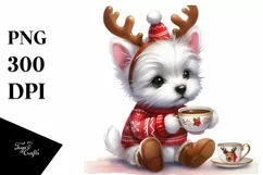 a Cute Watercolor West Highland White Terrier PNG Product Image 1