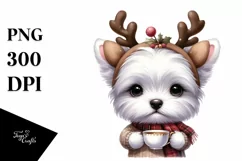 a Cute Watercolor West Highland White Terrier PNG Product Image 3