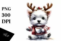 a Cute Watercolor West Highland White Terrier PNG Product Image 3