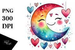 Colorful Half Moon with Hearts, Transparent PNG Product Image 1