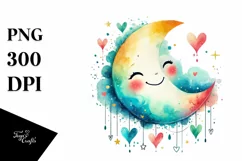 Colorful Half Moon with Hearts, Transparent PNG Product Image 1