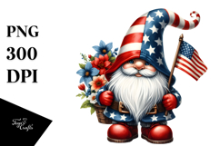 Detailed Patriotic Gnome Watercolor PNG Product Image 1