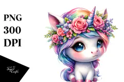 Cute Baby Unicorn Drawing PNG Product Image 1
