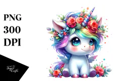 Cute Baby Unicorn Drawing PNG Product Image 1