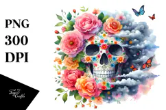 Colorful Skull Painting PNG Product Image 1