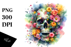 Colorful Spring Skull Art PNG Product Image 1