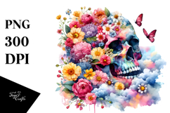 Grunge Spring Skull PNG Product Image 1