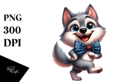 Ridiculously Cute Wolf in Bow Tie PNG Product Image 1