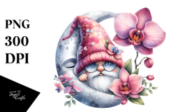 Cute Gnome with Orchid PNG Product Image 1