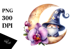 Cute GNOME with Big HAT and Orchid PNG Product Image 1