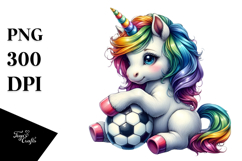 Colorful Baby Unicorn Soccer Ball PNG Product Image 1