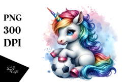Baby Unicorn with Soccer Ball PNG Product Image 1