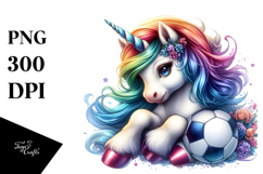 Colorful Baby Unicorn Soccer Ball PNG Product Image 1