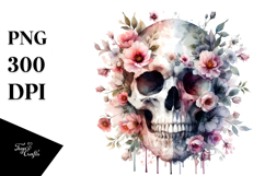 Grunge Flowers Skull PNG Product Image 1