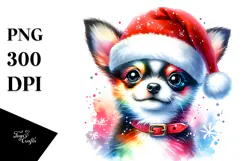 Vibrant Santa Hat Chihuahua PNG Product Image 1