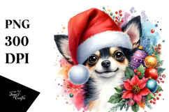 Vibrant Santa Hat Chihuahua PNG Product Image 1