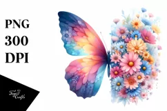 Vibrant Butterfly and Flower Half Clipart Product Image 3