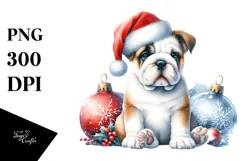 Sitting Bulldog Christmas Globes PNG Product Image 1