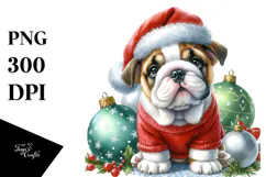 Sitting Bulldog Christmas Globes PNG Product Image 1