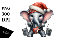 Cute Baby Elephant with Santa Hat PNG Product Image 1