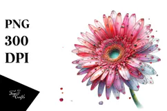 splash of watercolor in background,Gerbera Made of PNG Product Image 1