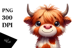 Funny Highland Cow with Goofy Smile PNG Product Image 1