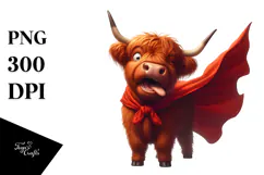 Highland Cow Superhero Cape Digital Painting Product Image 1