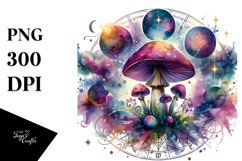 Vibrant Magical Celestial Mushroom Tarot PNG Product Image 1