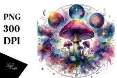 Vibrant Magical Celestial Mushroom Tarot PNG Product Image 1