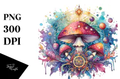 Vibrant Magical Celestial Mushroom Tarot PNG Product Image 1