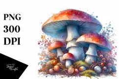 Detailed Mushroom Watercolor Splash PNG Product Image 1