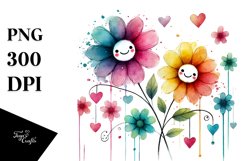 Smiling Flower with Hearts PNG Product Image 1